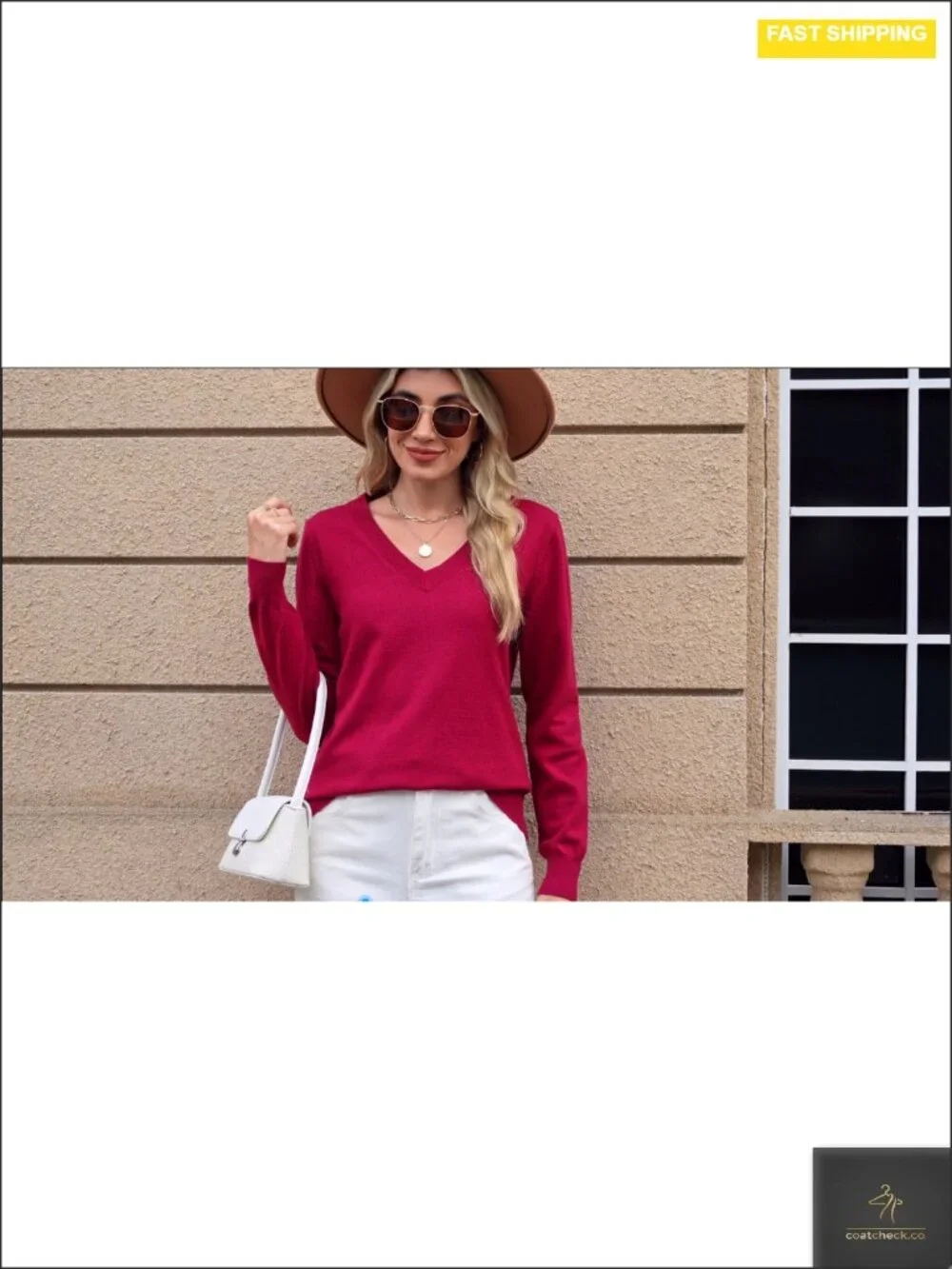 Women's V Neck Long Sleeve Pullover Sweater Lightweight Knit Tops Fall Business